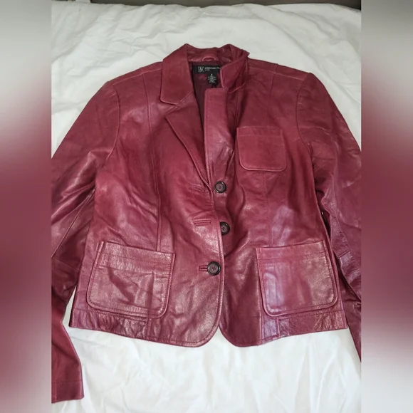 INC International Concepts Women's Red Leather Jacket - Picture 1 of 3